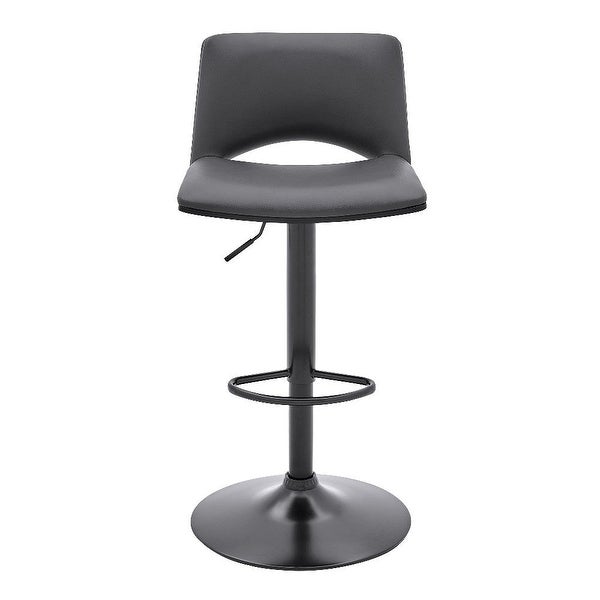 Adjustable Swivel Gray Faux Leather and Black Metal Bar Stool - 20 L x 18 W x 34 H Inches