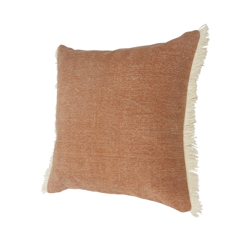 Caramel Coated Fringed Throw Pillow