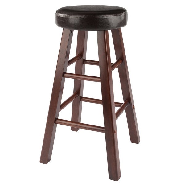 Wood Harrington 3-Pc Set， Drop Leaf Table and 2 Cushion Round Seat Counter Stools， Walnut Finish