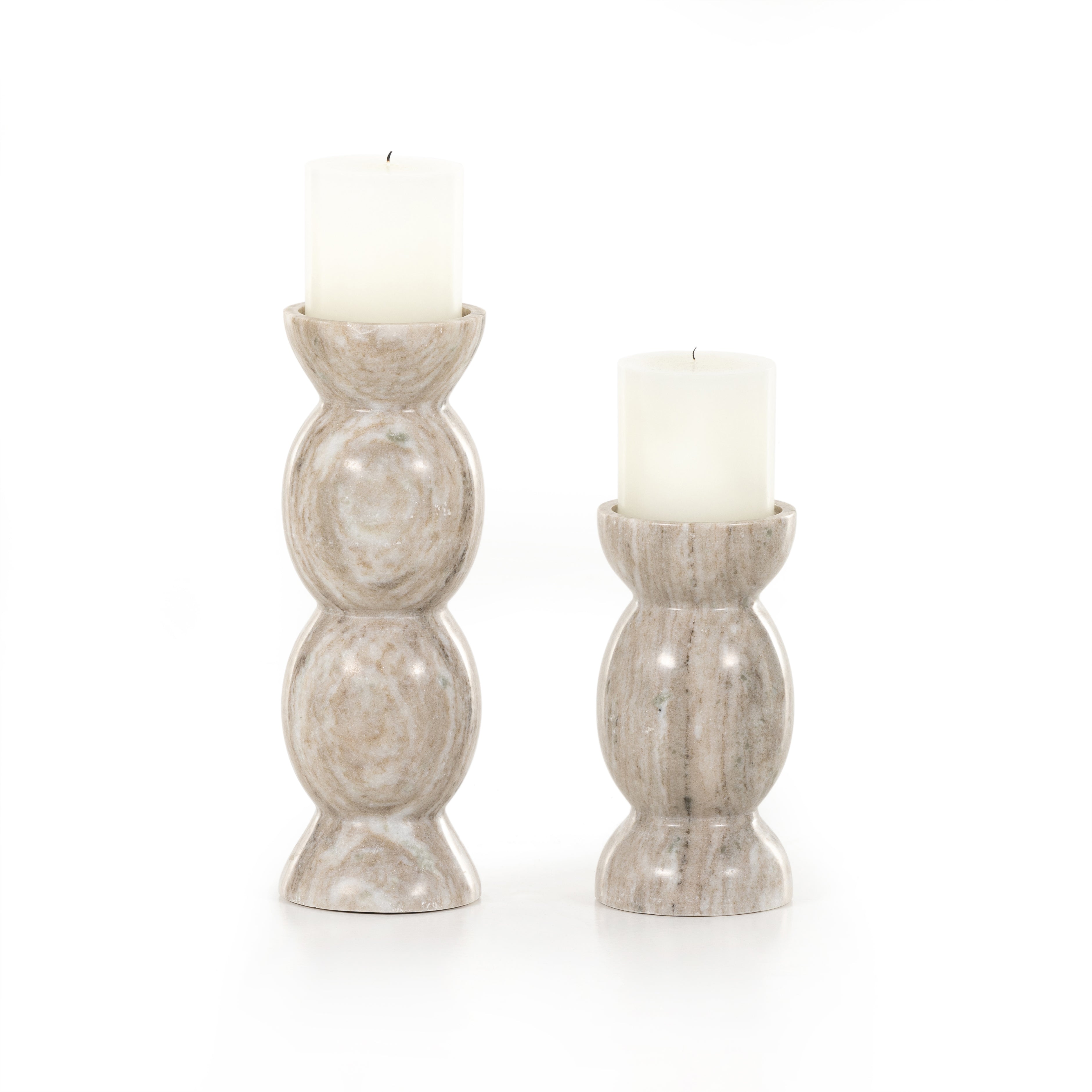 Kivu Pillar Candle Holder, Set Of 2 - Grey