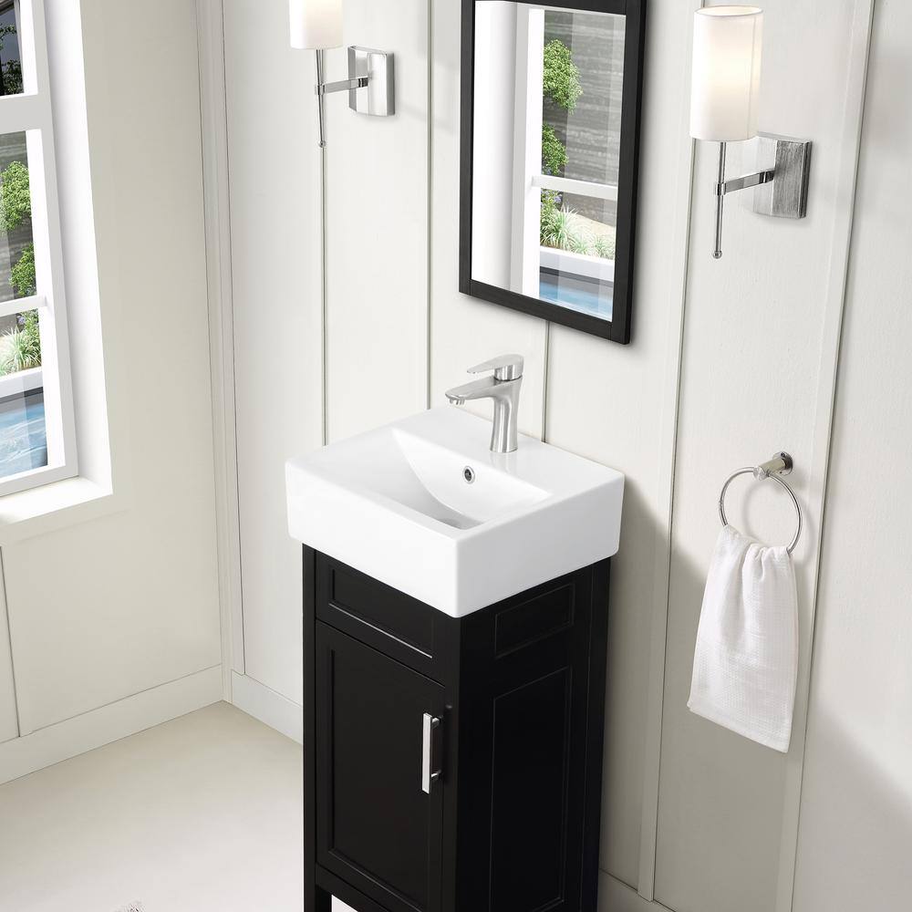 Home Decorators Collection Arvesen 18 in. W x 12.20 in. D x 34.50 in. H Bath Vanity in Espresso with White Ceramic Top Arvesen 18E