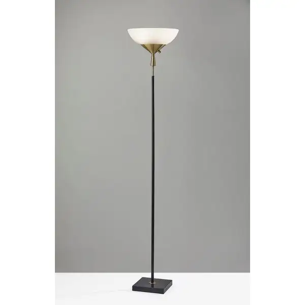 Adesso Noah Black and Antique Brass 300-watt Torchiere Lamp