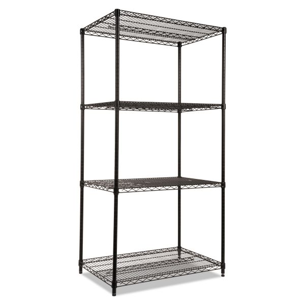 Alera NSF Certified Industrial Four-Shelf Wire Shelving Kit， 36w x 24d x 72h， Black