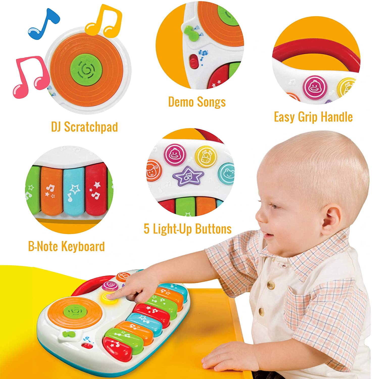 KiddoLab Toddler Piano Learning Toy DJ Mixer. Colorful Kids Musical Instruments Educational Development Toy. Electronic Play Piano Musical Toy. Kids Keyboard Piano Music Toys 12 Months+