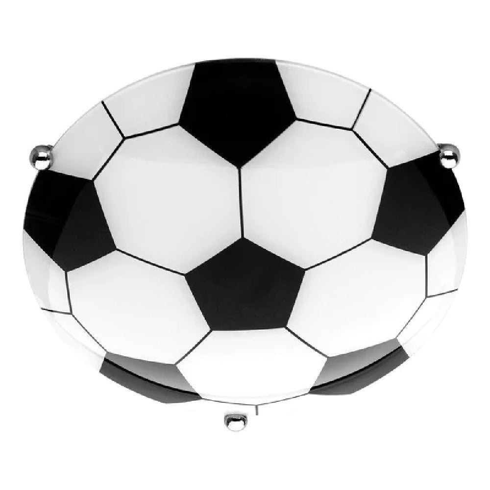 Britalia BR6160011-00 Black & White Modern Round Glass Football Flush Light 30cm