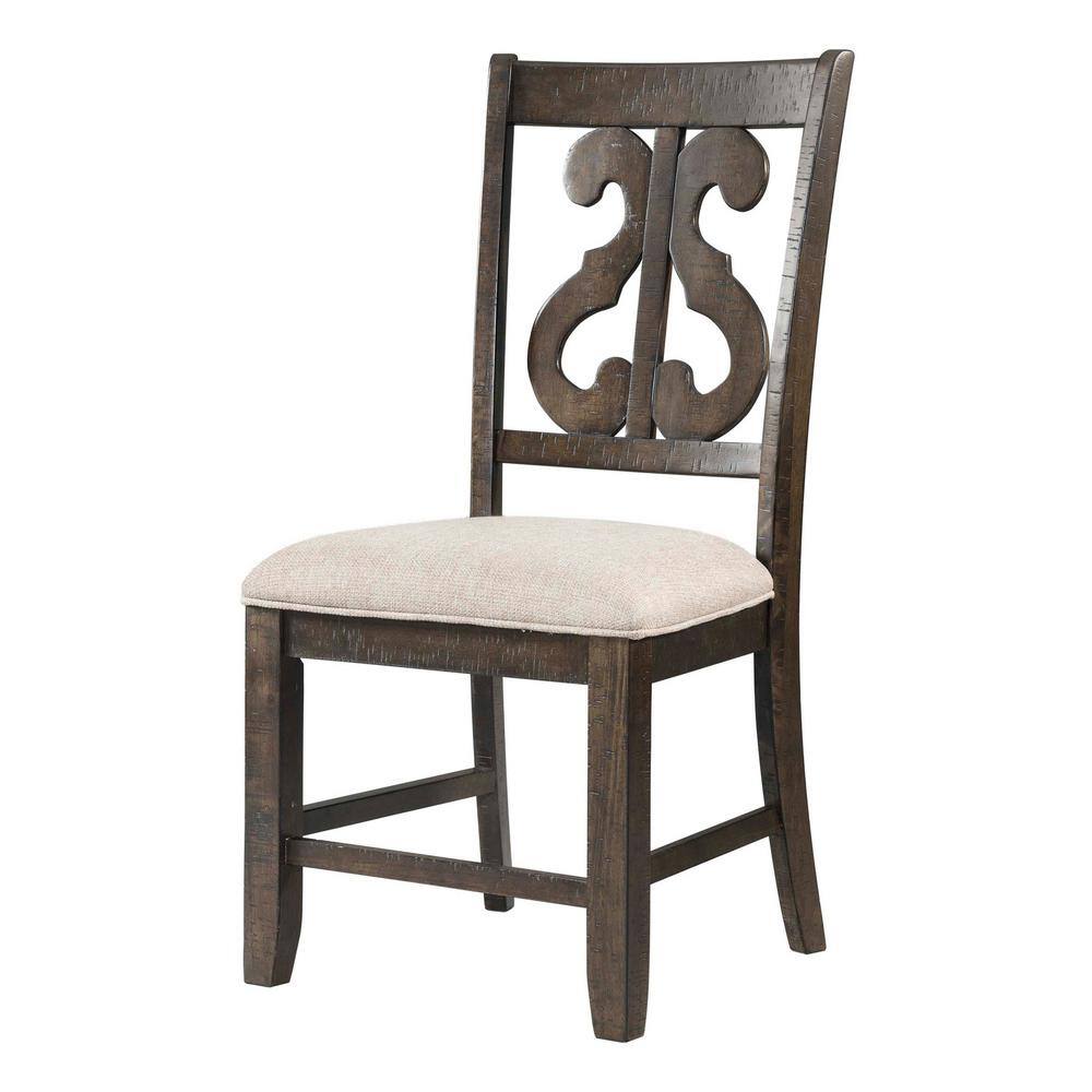 Stanford Wooden Swirl Smokey Walnut Back Side Chair Set DST150SC