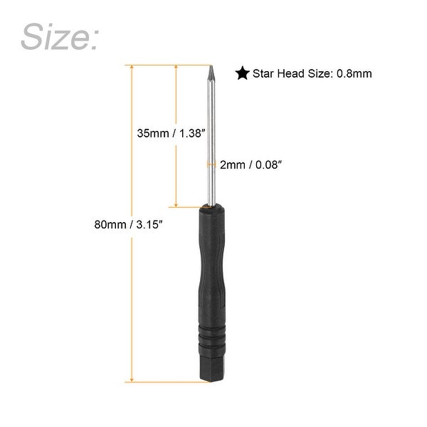 0.8mm Mini Star Screwdriver for Watch Eyeglasses Electronics Repair， 5 Pcs - Black - - 37422399