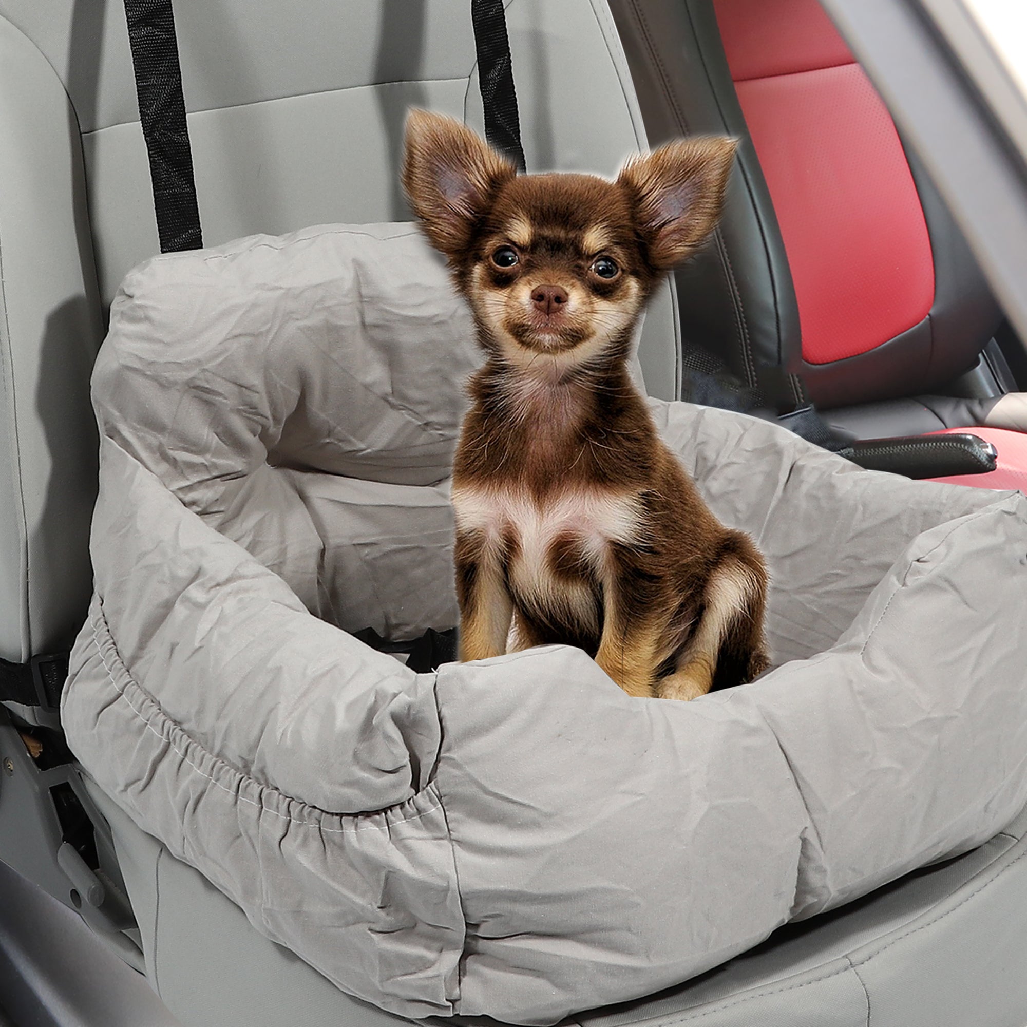 Dog Car Seat Adjustable Straps Dog Booster Seat for Small Medium Large Dogs and Cats Pet for Car Gray