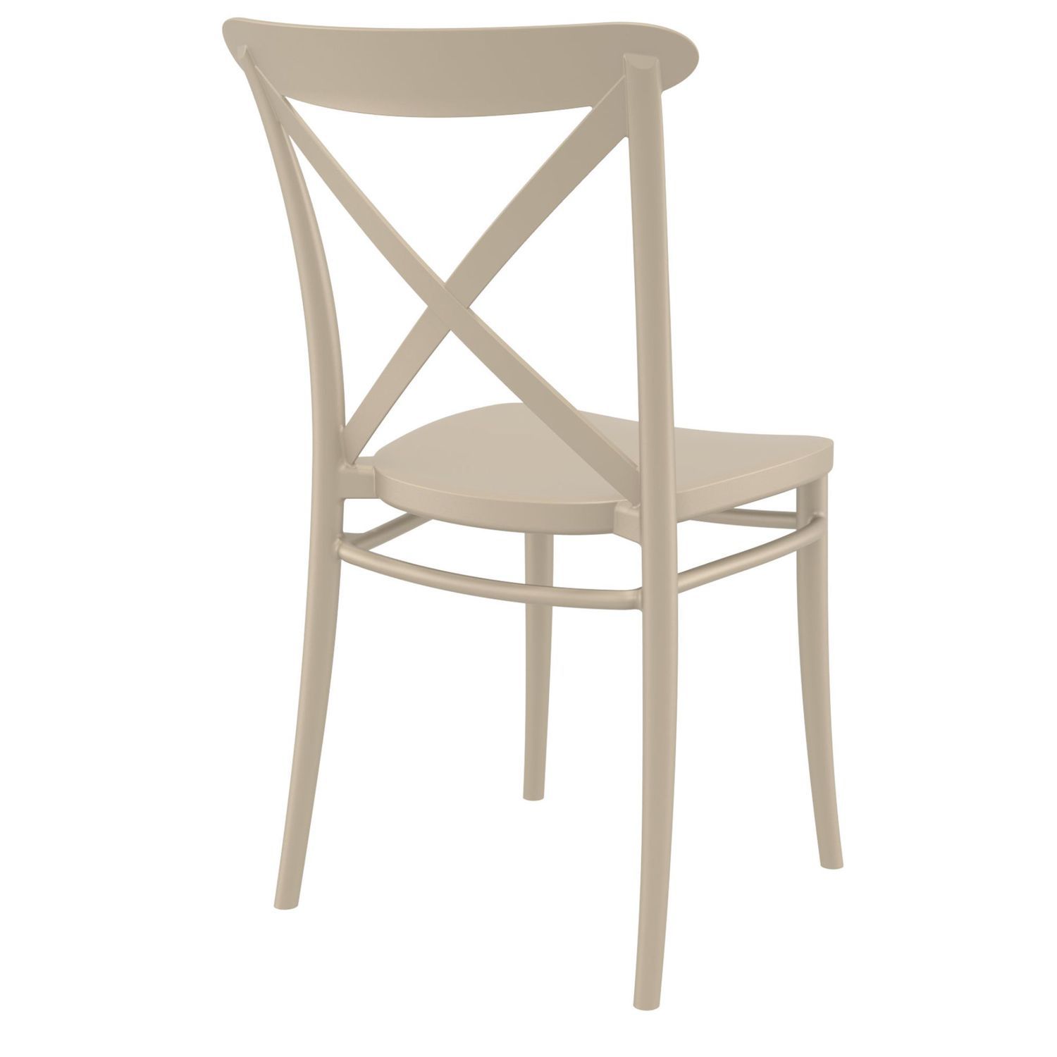 34.25 Taupe Brown Patio Cross Armless Dining Chair