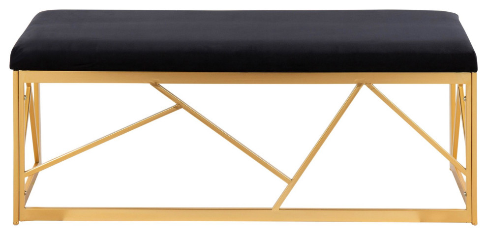 Folia Metal Bench   Contemporary   Upholstered Benches   by LumiSource  Houzz