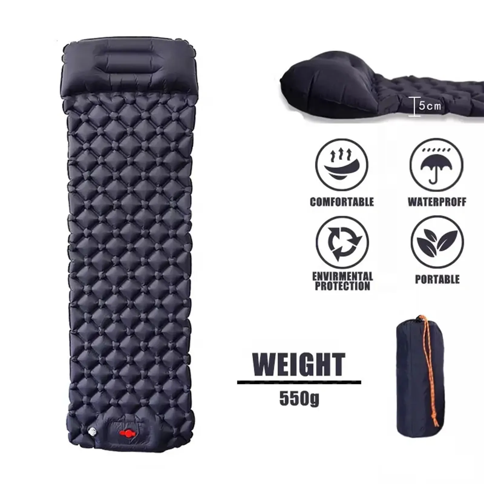 Hot selling outdoor TPU waterproof ultra light camping sleeping pad with pillow self inflatable sleeping pad