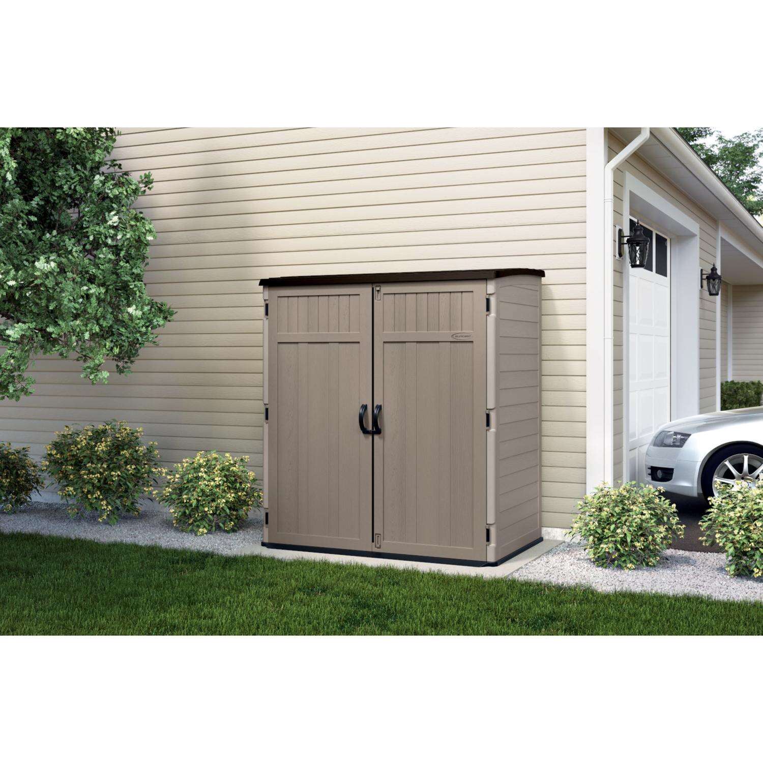 Suncast 6 ft. x 3 ft. Resin Vertical Pent Storage Shed with Floor Kit