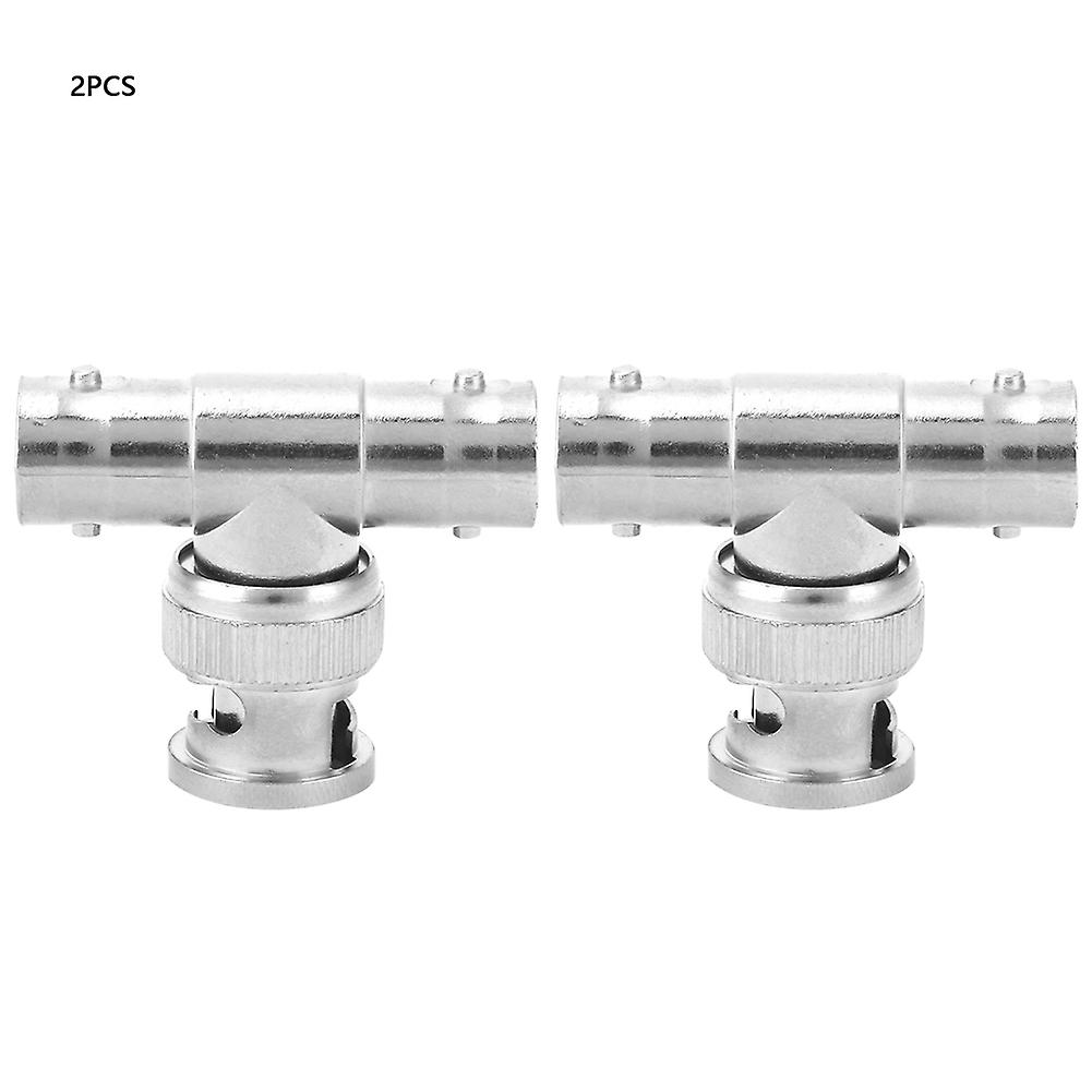 2pc 1-2 T Shape Bnc Adapter Male To Dual Female T Bnc Connector Adapter Splitter