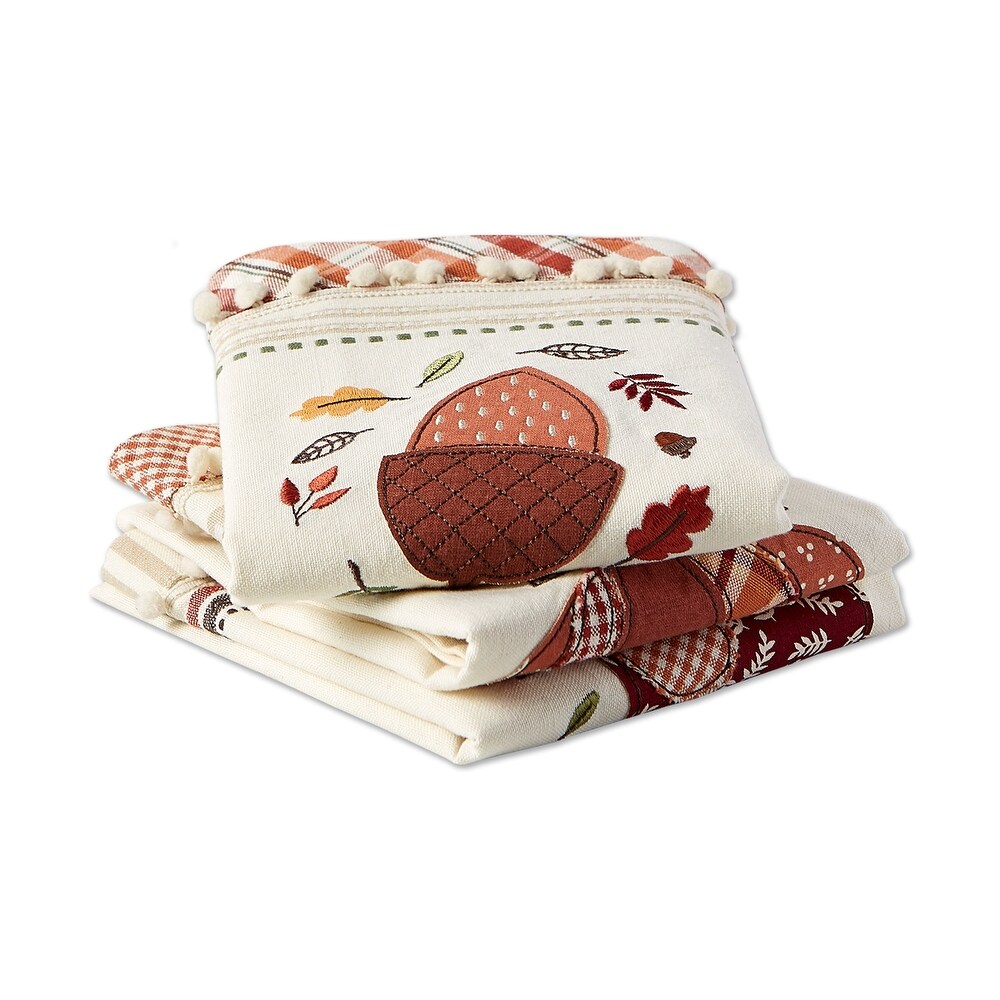 DII Thanksgiving Cozy Picnic  Plaid Dishtowel Set of 3