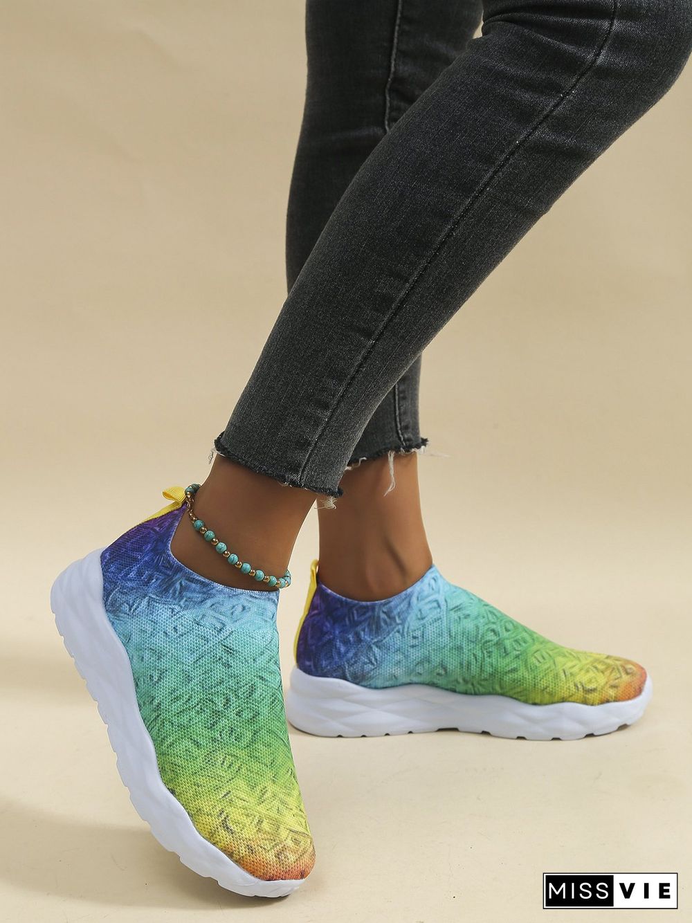 Rainbow Gradient Flyknit Sneakers