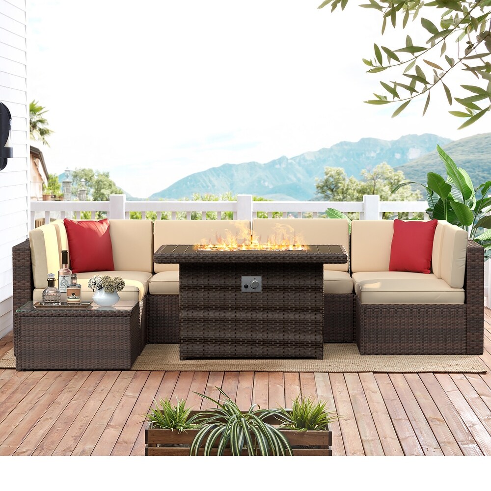 7PCS Outdoor Sectional Sofa Set，Patio conversation set