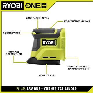 RYOBI ONE+ 18V Cordless Corner Cat Finish Sander (Tool Only) PCL416B