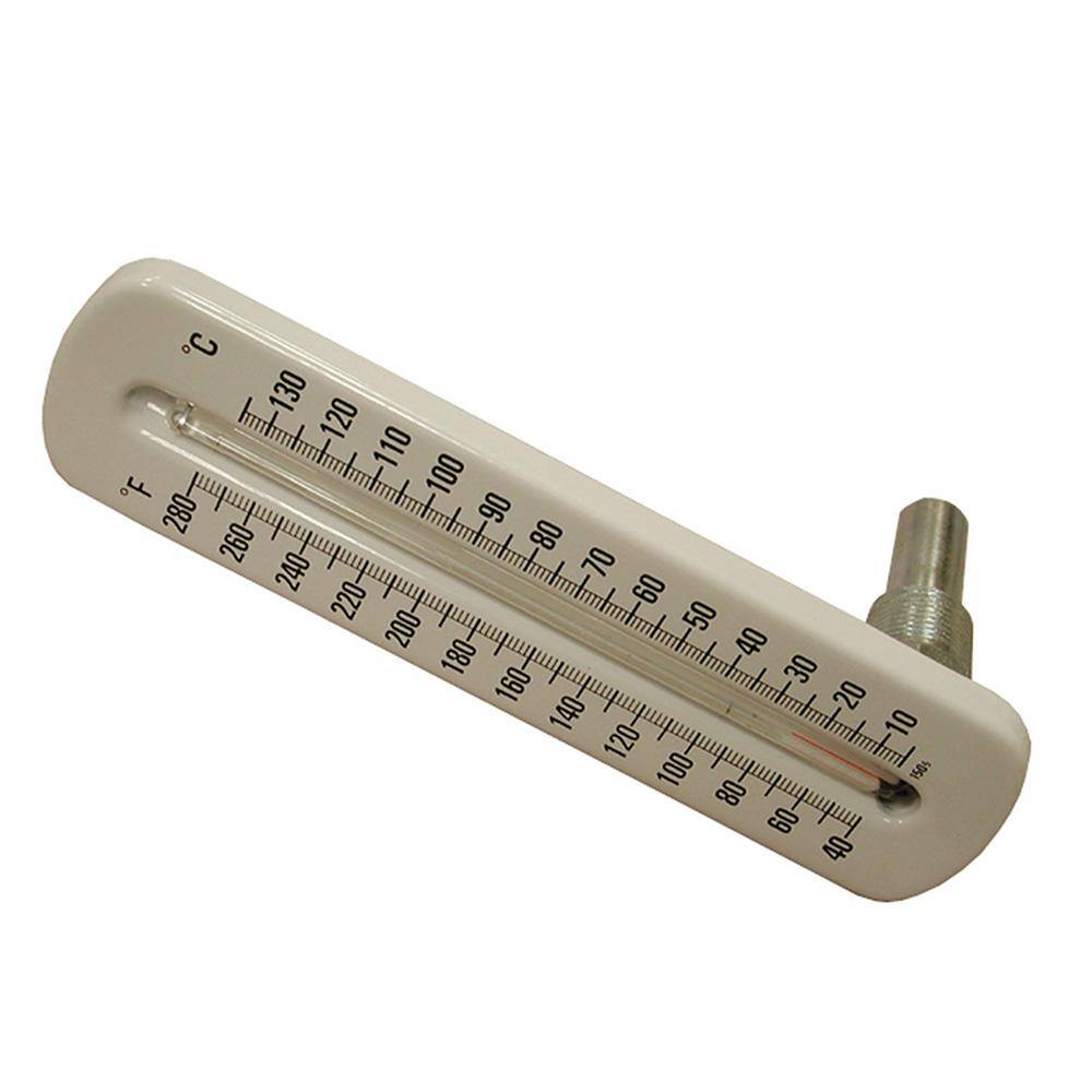 JONES STEPHENS Hot Water and Refrigerant Line Thermometer Angle Pattern with Brass Well 12 in. NPT (40 to 280F) J40503