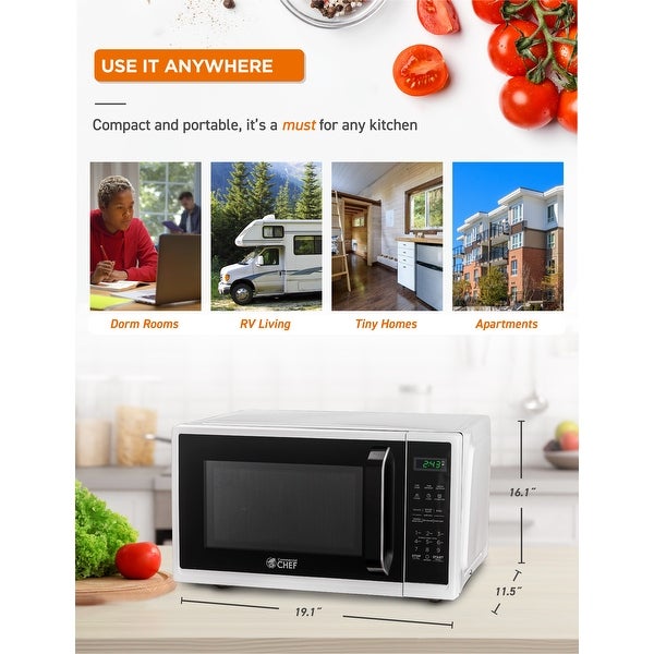 0.9 Cu.Ft Countertop Microwave Oven-White