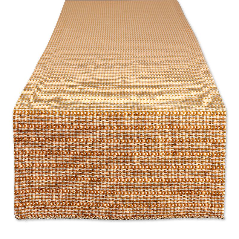 14 x 108 White and Orange Pumpkin Spice Farmhouse Gingham Table Runner