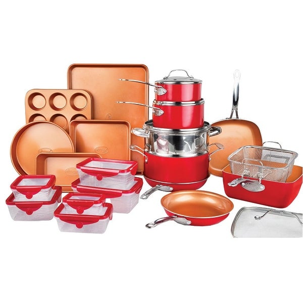 32 Piece Cookware Set， Bakeware and Food Storage Set， Nonstick Pots and Pans