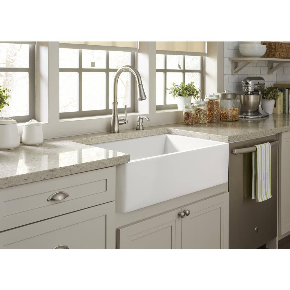 SINKOLOGY Bradstreet II 30 in. Farmhouse Single Bowl Crisp White Fireclay Kitchen Sink SK499-30FC