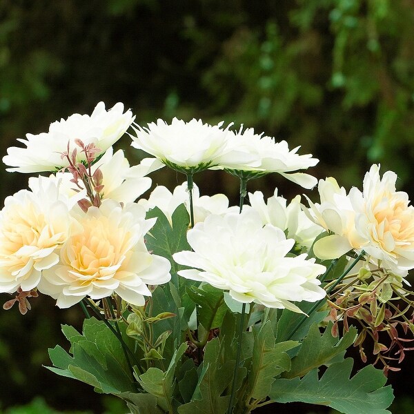 Mixed Artificial Daisy Floral Arrangements in Vase with River Stone，Table Centerpieces for Dining Room