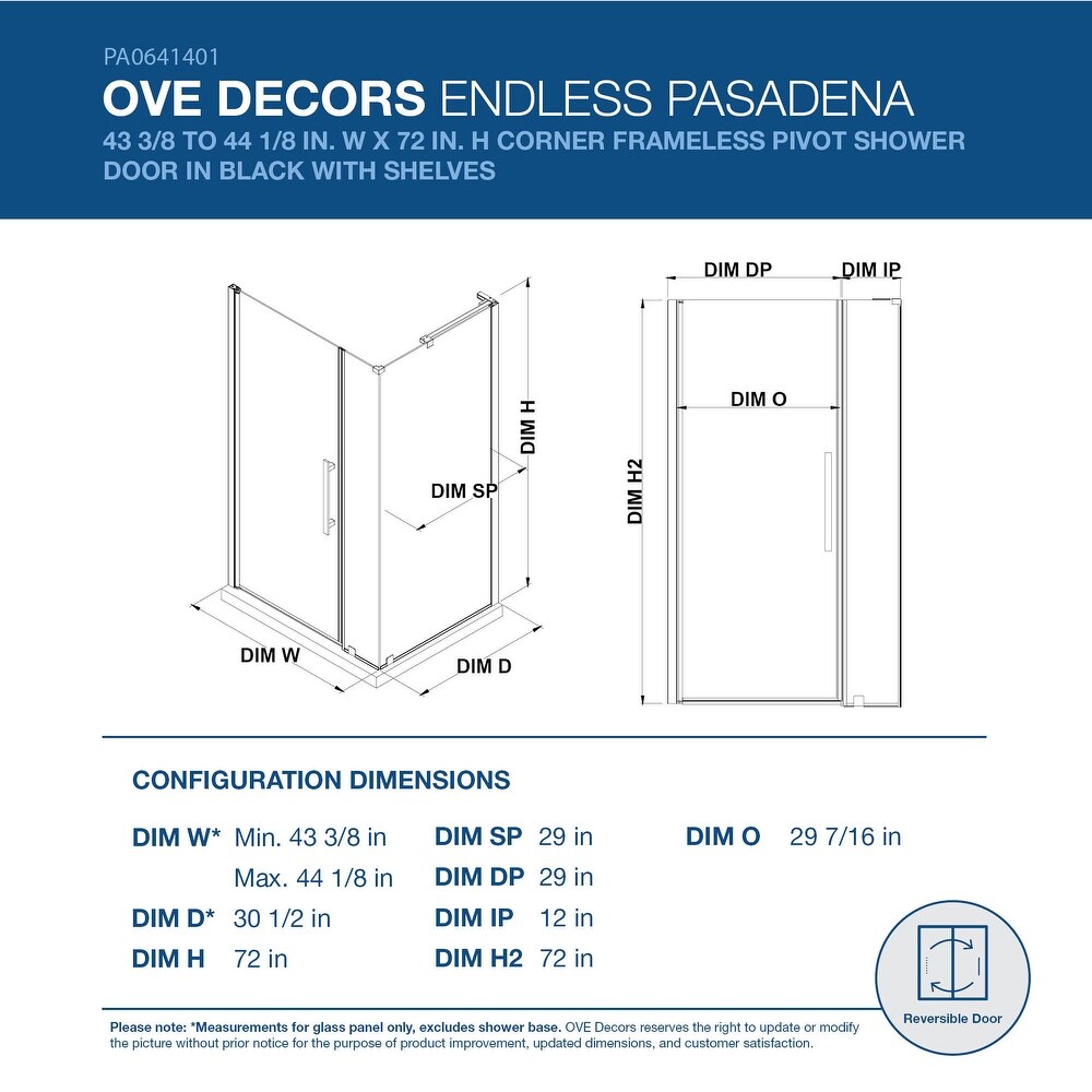 Endless Pasadena Corner 43 3/8 to 44 1/8\