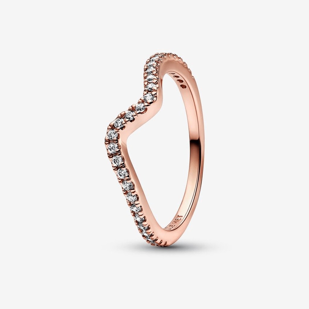 PANDORA  Sparkling Wave Ring - Rose Gold Plated