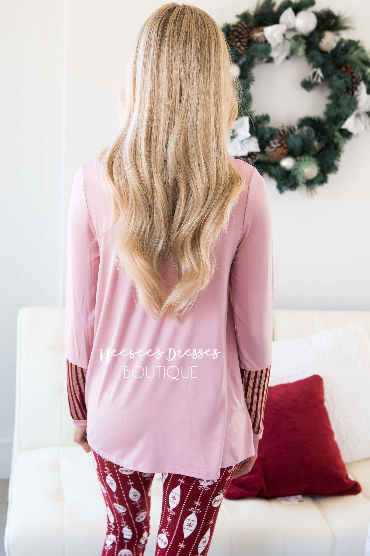 Sequin Striped Long Sleeve Top