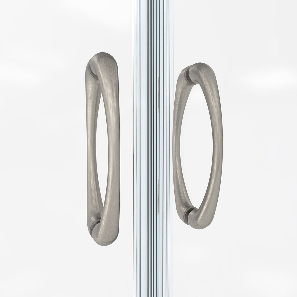 DreamLine Visions 30 in. D x 60 in. W x 78 3/4 in. H Sliding Shower Door  Base  and White Wall Kit in Brushed Nickel