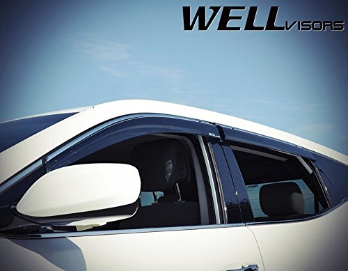 WellVisors Side Window Wind Deflector Visors - for Hyundai Sonata 15-up 2015 2016 with Chrome Trim