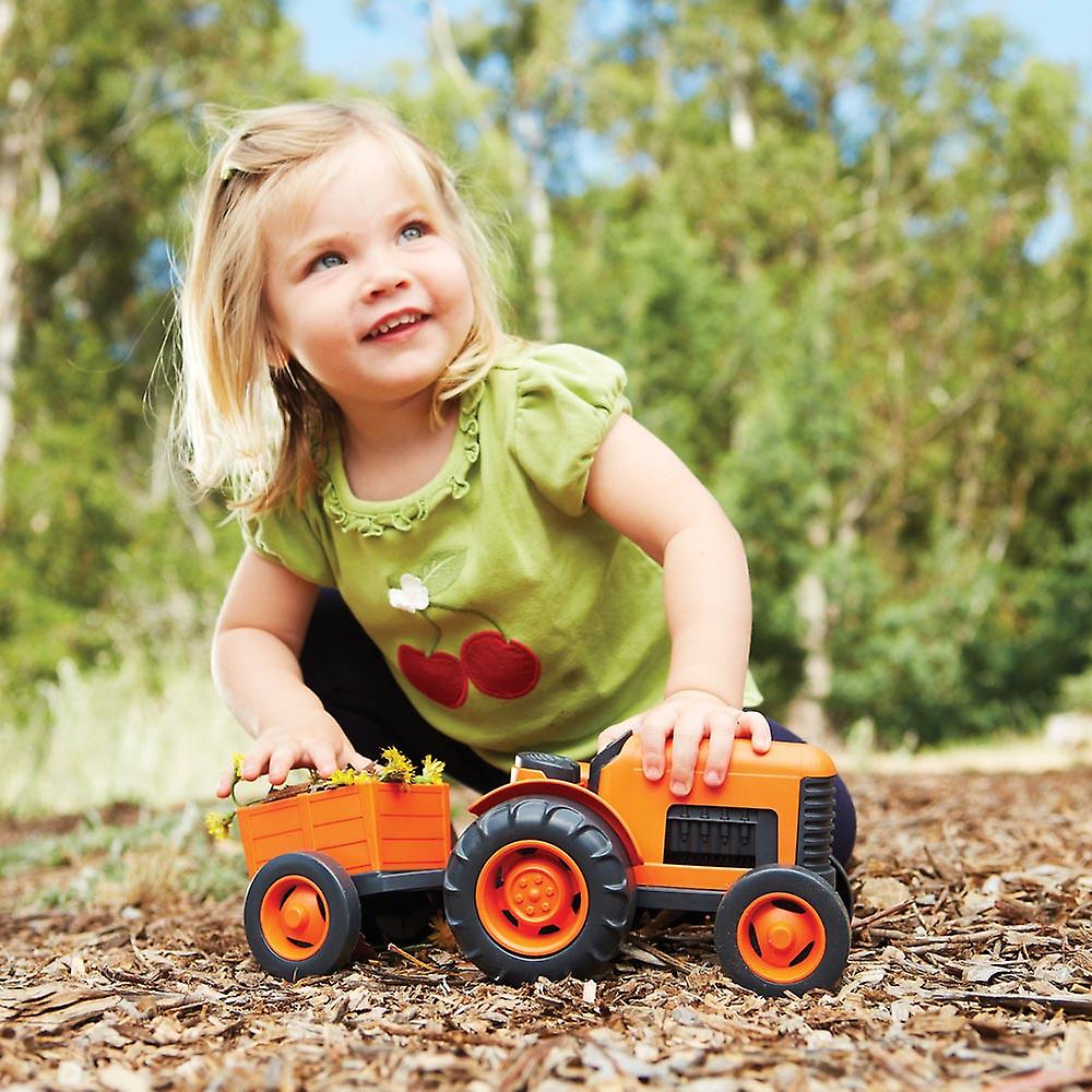 Green Toys Farm Tractor Toy with Detachable Trailer BPA Free 100% Recycled