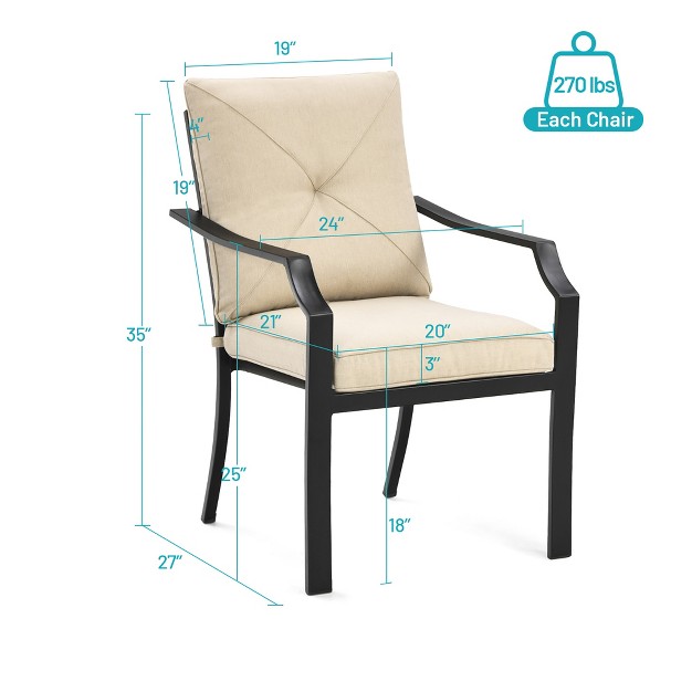 Costway 4 Pcs Patio Dining Chairs Stackable Removable Cushions Garden Deck