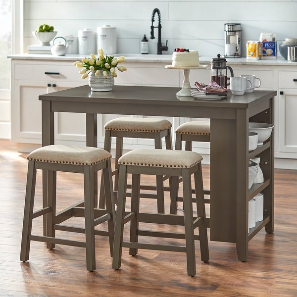 Lifestorey Tobias 24-inch Cushioned Farmhouse Counter Stool (Set of 4)