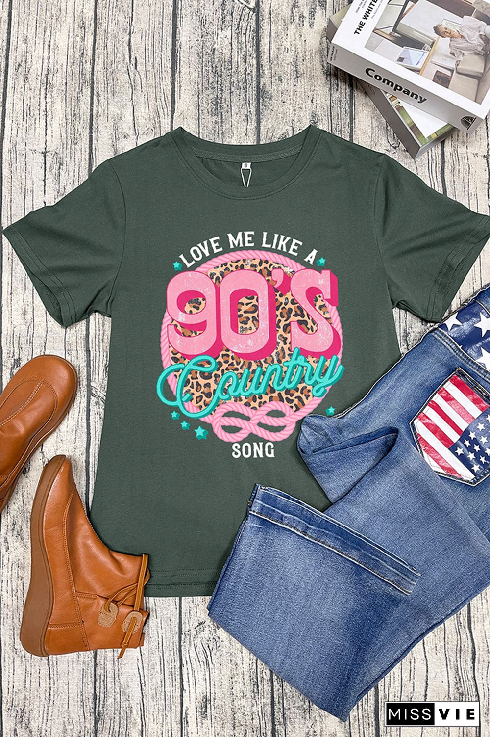 Love Me Like A 90's Country Song Short Sleeve Graphic Tee Wholesale