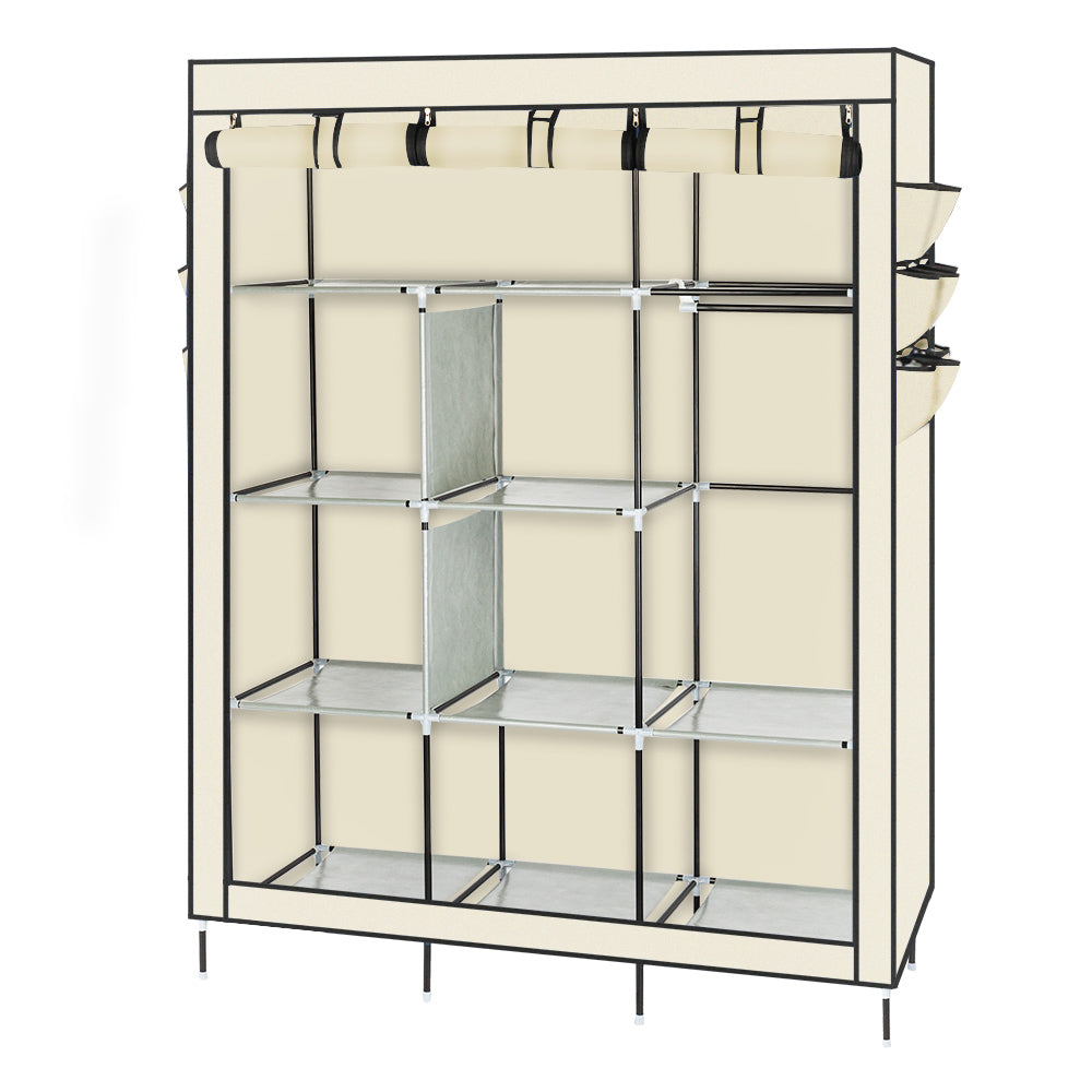 UBesGoo Portable Closet Storage Organizer Wardrobe Clothes Rack Shelves Beige