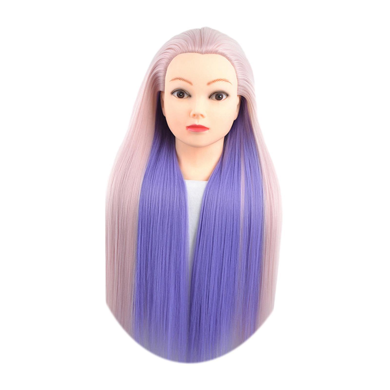 Manikin Cosmetology Doll Head Mannequin Head For Hair Curling Winding Makeup Violet Pink