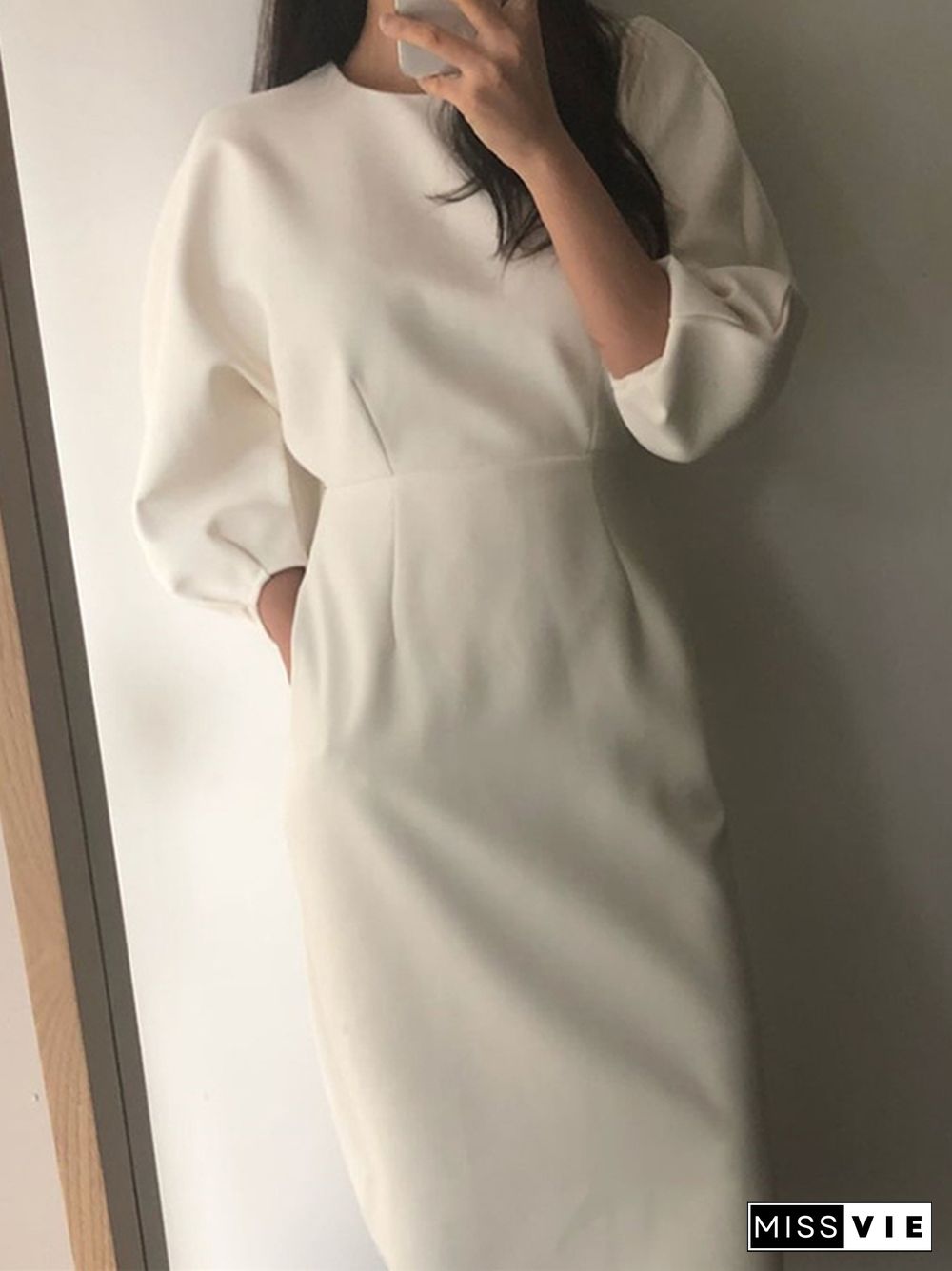 Summer Spring New Elegant Office Ladies Bodycon Dress Fashion Sexy Solid Color Midi Women Slim Party White OL Clothes