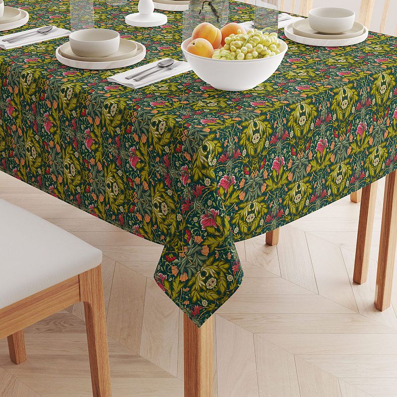 Rectangular Tablecloth， 100% Cotton， 60x84， Floral 45