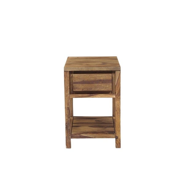 Wanderloot Urban Mid-Century Modern Sheesham Wood End Table With Drawer - 24