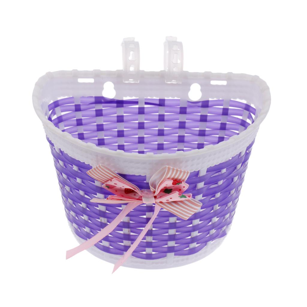 2Pcs Bike Front Basket girls and boys Children Shopping Holder Bowknot Basket