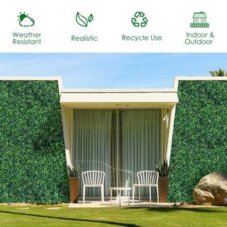 WELLFOR 12-Piece 20 in. L x 20 in. W PE Garden Fence Artificial Boxwood Panels HZ-HPY-10013