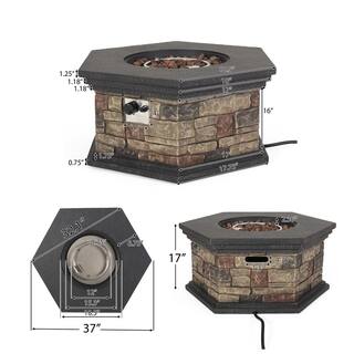 Noble House Fox Stone Octagonal Stone Fire Pit (No Tank Holder) 55430