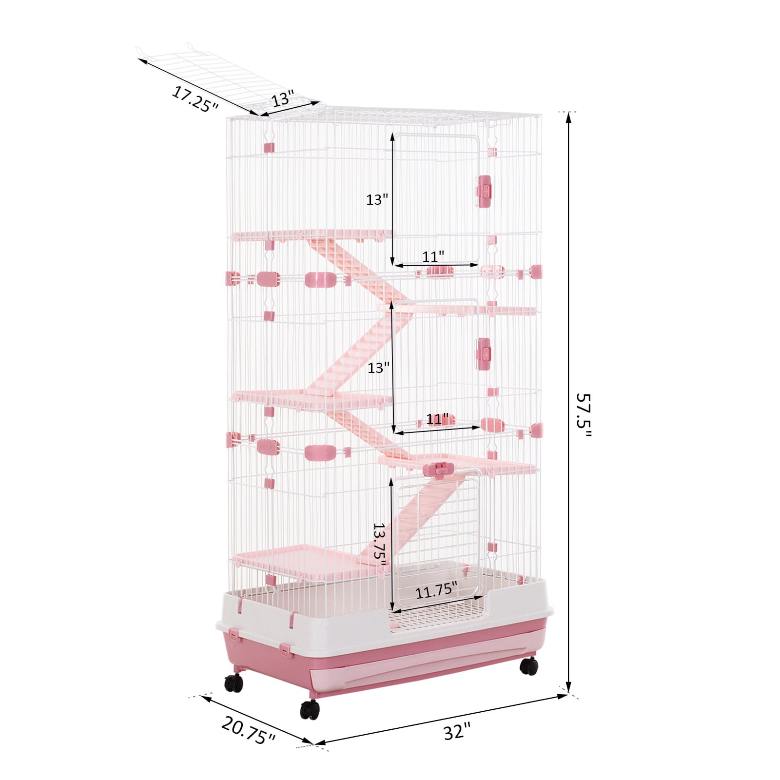 ametoys 6-level Cage Indoor Small Animal Hutch - Pink / White