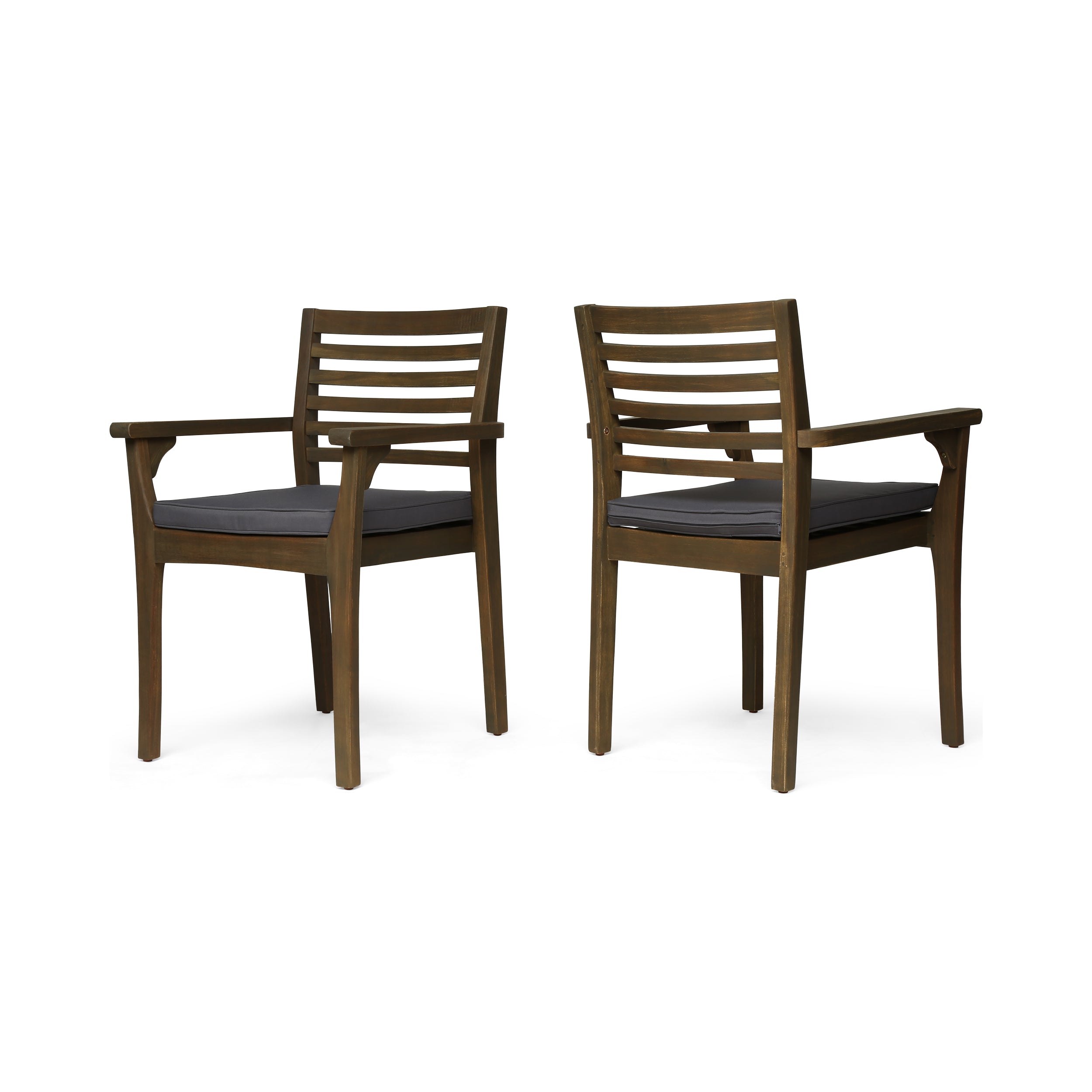 Esther Patio Dining Chairs, Acacia Wood and Outdoor Cushions