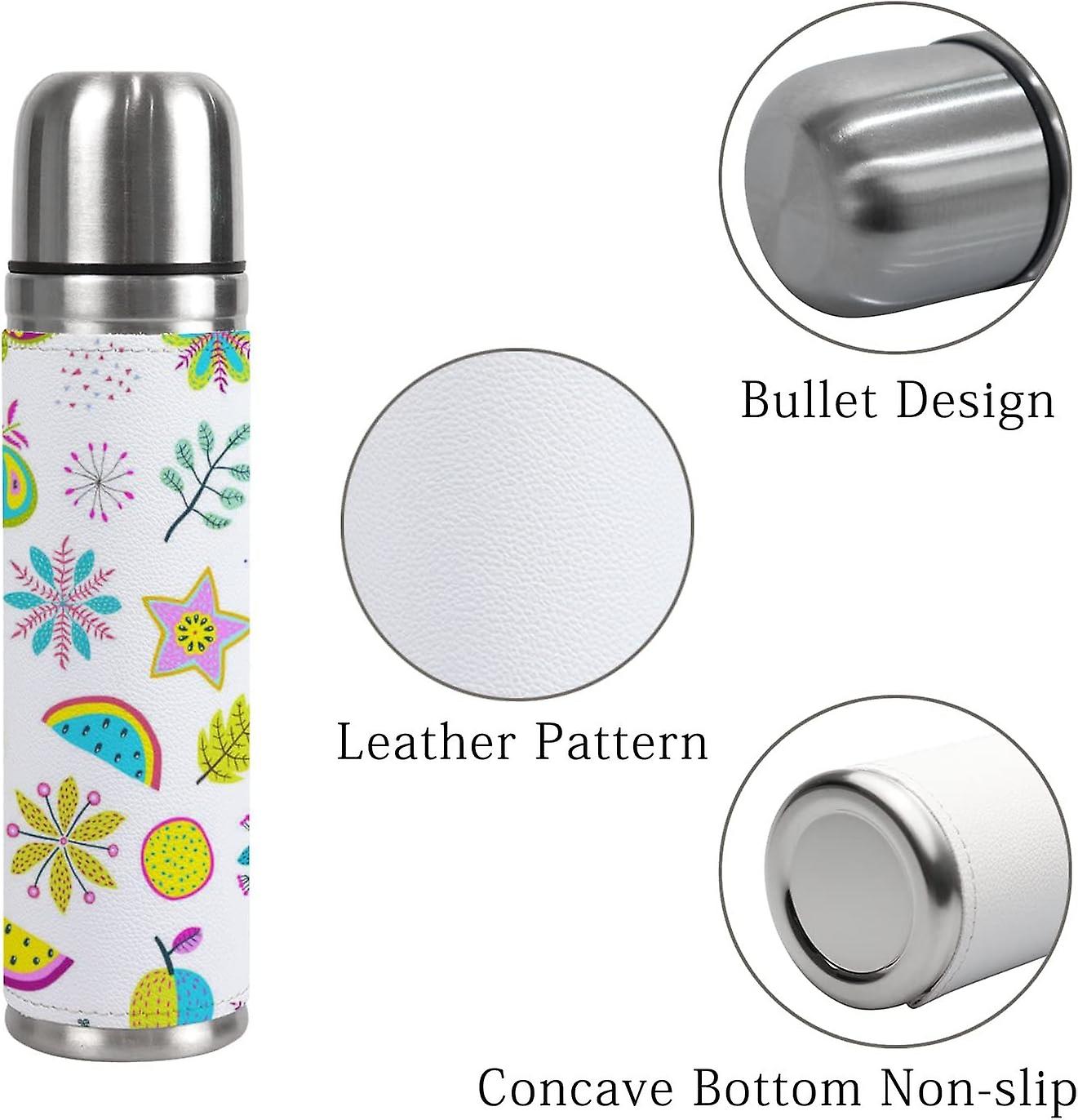 Insulated Mug Stainless Steel Water Bottle Floral Fruits Vegetables Vacuum Cup Travel Mug For Travel School Office