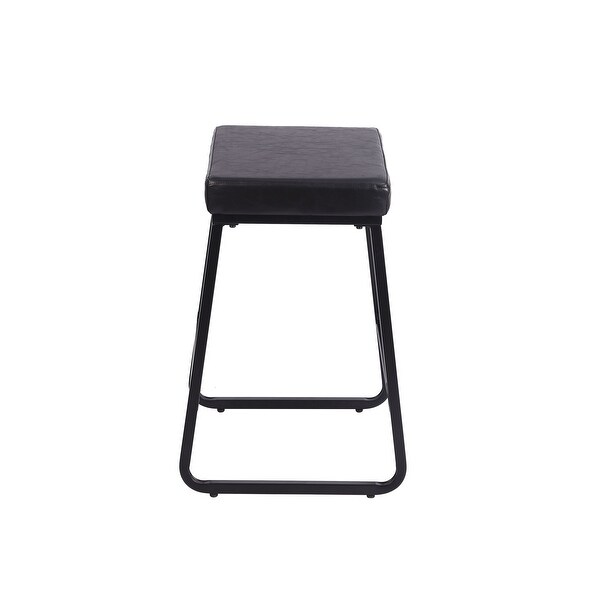 Porthos Home Setia Counter Stools Set of 2， PU Leather， Iron Legs