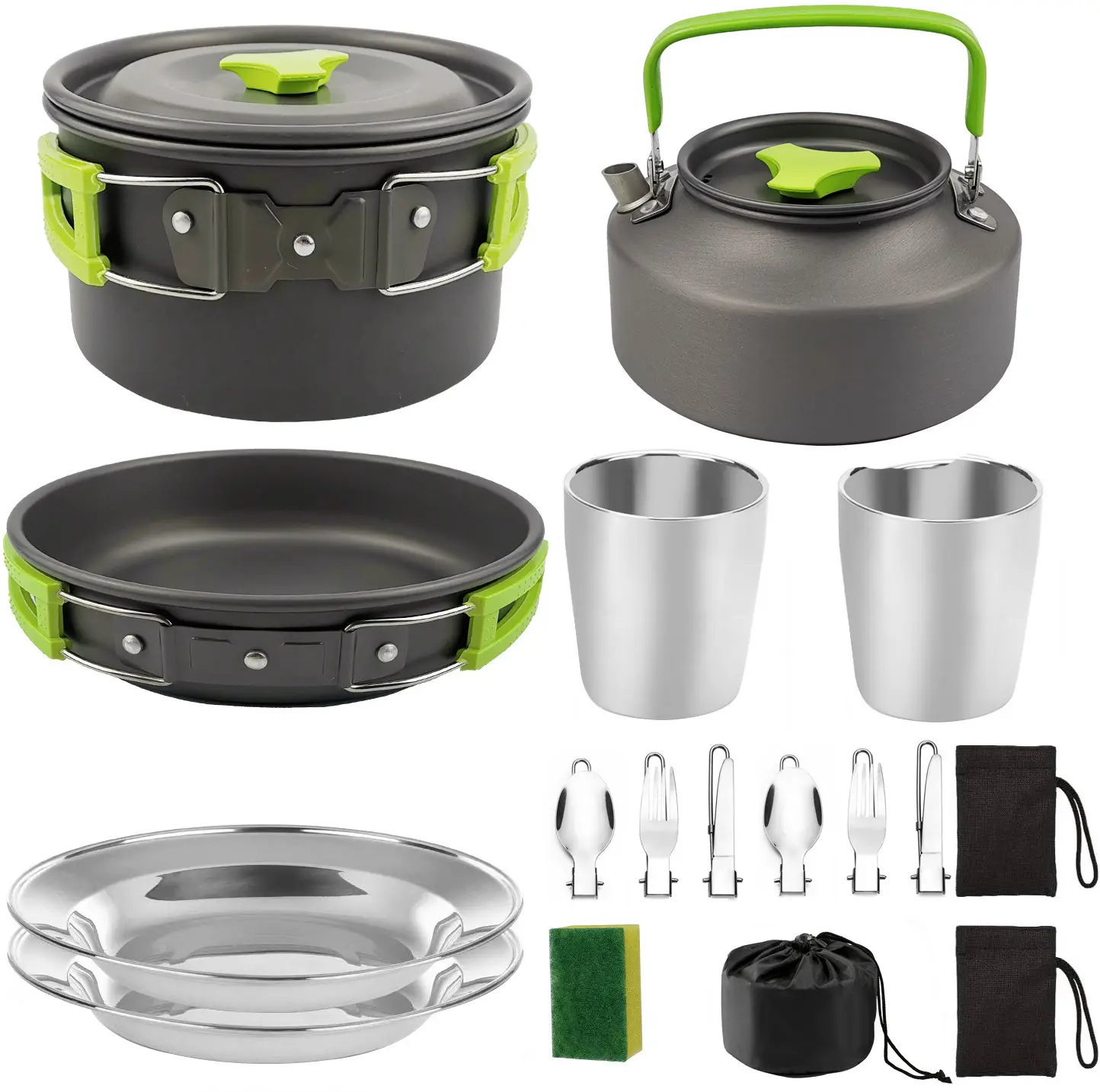 Camping Utensils New  Portable Eco Friendly Gas Stove Outdoor Mini Camping Cookware Tourist Tableware Set