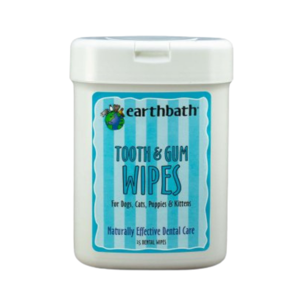 Earthbath® Tooth and Gum Wipes， Peppermint and Baking Soda for Dogs， Cats，